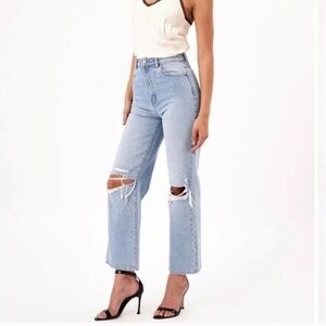 ROLLA's High Rise Straight G-day Mate Distressed Light wash Size 28